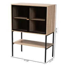 Honey Wood And Metal Mesh Cabinet-Kirkland's Home Outlet
