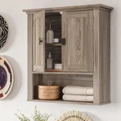 Honey Woodgrain Wall-Mounted Cabinet-Kirkland's Home Outlet