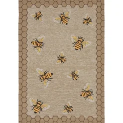 Honeycomb Bees Outdoor Area Rug, 5X7-Kirkland's Home Clearance