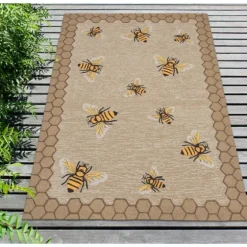 Honeycomb Bees Outdoor Area Rug, 5X7-Kirkland's Home Clearance