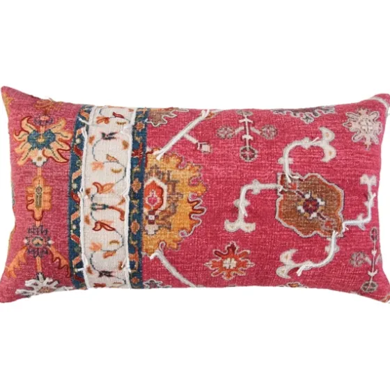 Hot Pink Vintage Rug Lumbar Pillow-Kirkland's Home Sale