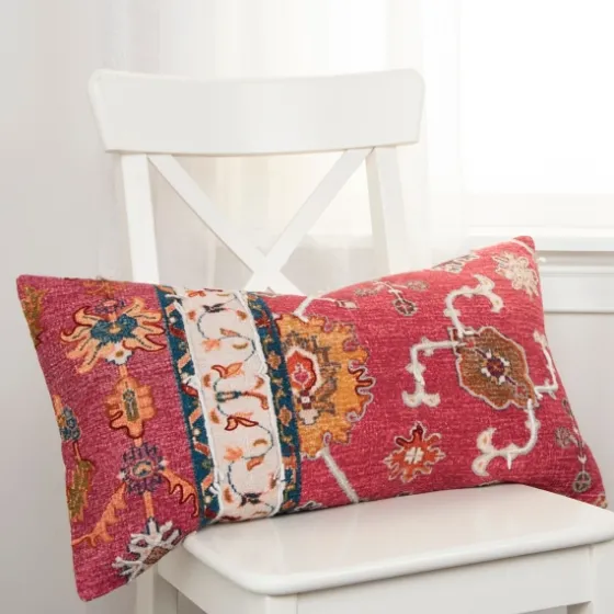 Hot Pink Vintage Rug Lumbar Pillow-Kirkland's Home Sale