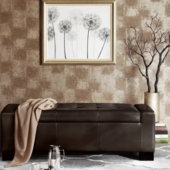 Hudson Tufted Faux Leather Storage Bench-Kirkland's Home Shop
