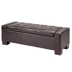 Hudson Tufted Faux Leather Storage Bench-Kirkland's Home Shop