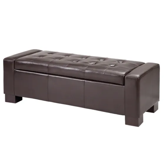 Hudson Tufted Faux Leather Storage Bench-Kirkland's Home Shop