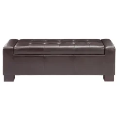 Hudson Tufted Faux Leather Storage Bench-Kirkland's Home Shop