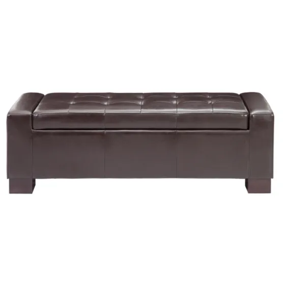 Hudson Tufted Faux Leather Storage Bench-Kirkland's Home Shop