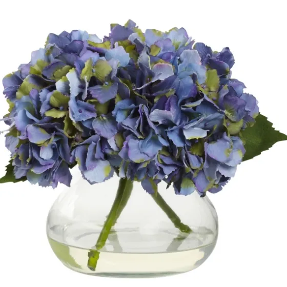 Hydrangea Arrangement In Clear Vase-Kirkland's Home Sale