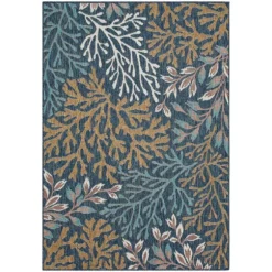 Ikat Coral Sea Blue Outdoor Area Rug, 5X7-Kirkland's Home Best Sale