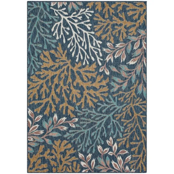 Ikat Coral Sea Blue Outdoor Area Rug, 5X7-Kirkland's Home Best Sale