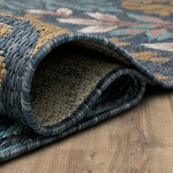 Ikat Coral Sea Blue Outdoor Area Rug, 5X7-Kirkland's Home Best Sale