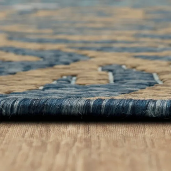 Ikat Coral Sea Blue Outdoor Area Rug, 5X7-Kirkland's Home Best Sale