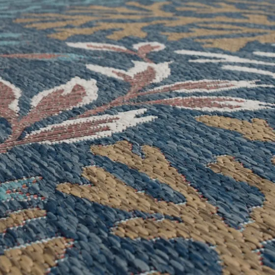 Ikat Coral Sea Blue Outdoor Area Rug, 5X7-Kirkland's Home Best Sale