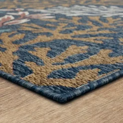 Ikat Coral Sea Blue Outdoor Area Rug, 5X7-Kirkland's Home Best Sale