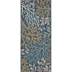 Ikat Coral Sea Blue Outdoor Area Rug, 5X7-Kirkland's Home Best Sale