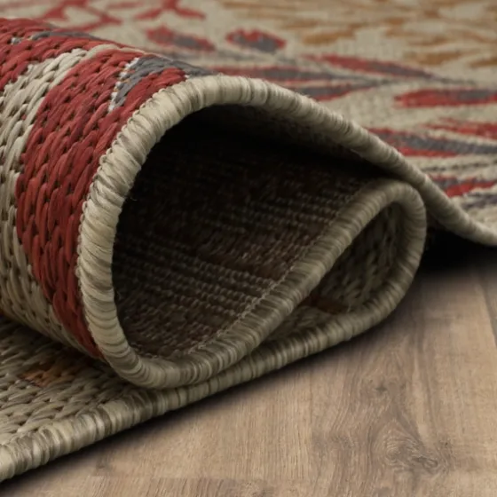 Ikat Coral Sunset Outdoor Area Rug, 5X7-Kirkland's Home Hot