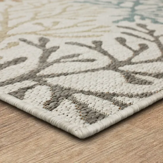 Ikat Coral White Sand Outdoor Area Rug, 5X7-Kirkland's Home Best Sale