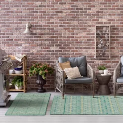 Ikat Diamond Green Outdoor Area Rug, 5X7-Kirkland's Home Hot