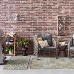 Ikat Scrolling Brown Outdoor Area Rug, 5X7-Kirkland's Home Shop