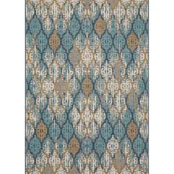 Ikat Scrolling Indigo Outdoor Area Rug, 5X7-Kirkland's Home Shop