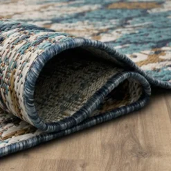 Ikat Scrolling Indigo Outdoor Area Rug, 5X7-Kirkland's Home Shop