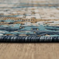 Ikat Scrolling Indigo Outdoor Area Rug, 5X7-Kirkland's Home Shop