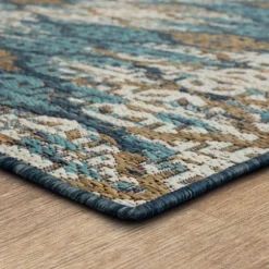 Ikat Scrolling Indigo Outdoor Area Rug, 5X7-Kirkland's Home Shop