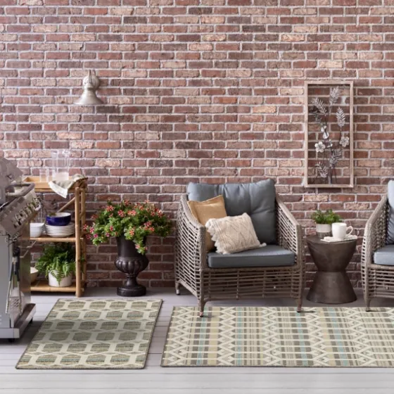Ikat Vibrant Tan Outdoor Area Rug, 5X7-Kirkland's Home Sale