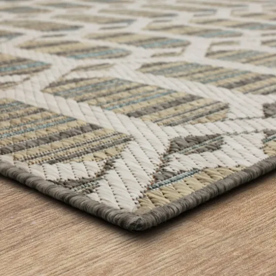 Ikat Vibrant Tan Outdoor Area Rug, 5X7-Kirkland's Home Sale