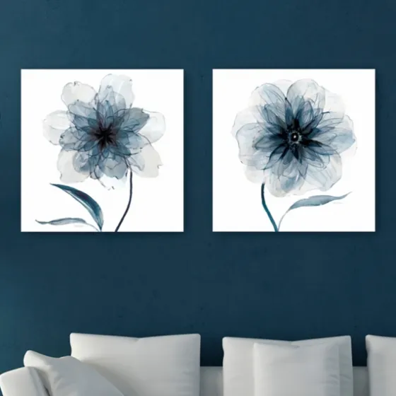 Indigo Bloom Canvas Art Prints, Set Of 2-Kirkland's Home Outlet