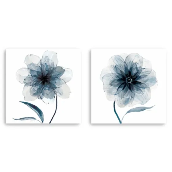 Indigo Bloom Canvas Art Prints, Set Of 2-Kirkland's Home Outlet