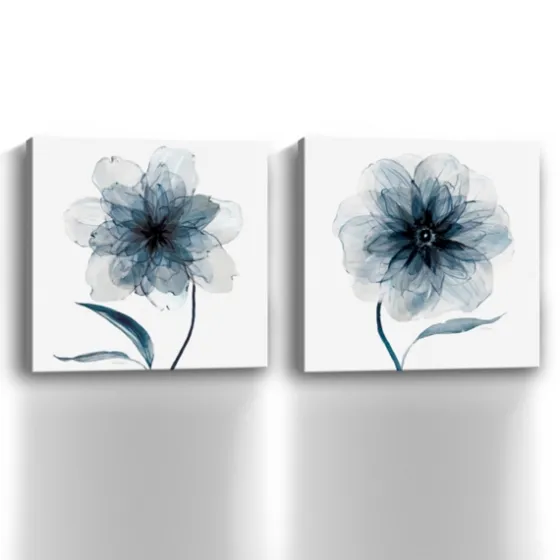 Indigo Bloom Canvas Art Prints, Set Of 2-Kirkland's Home Outlet