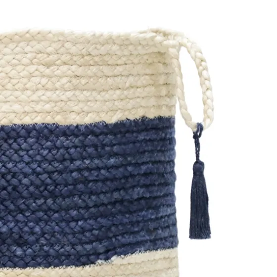 Indigo Bold Striped Jute Basket, 17 In.-Kirkland's Home Flash Sale