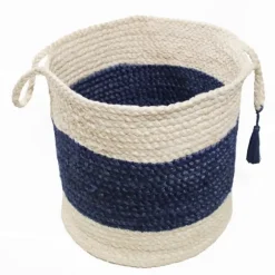 Indigo Bold Striped Jute Basket, 17 In.-Kirkland's Home Flash Sale