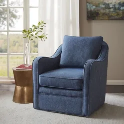 Indigo Curved Arm Swivel Accent Chair-Kirkland's Home Outlet
