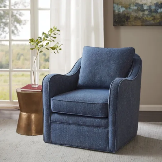 Indigo Curved Arm Swivel Accent Chair-Kirkland's Home Outlet