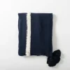 Indigo Throw Blanket With Tufted White Stripes-Kirkland's Home Hot
