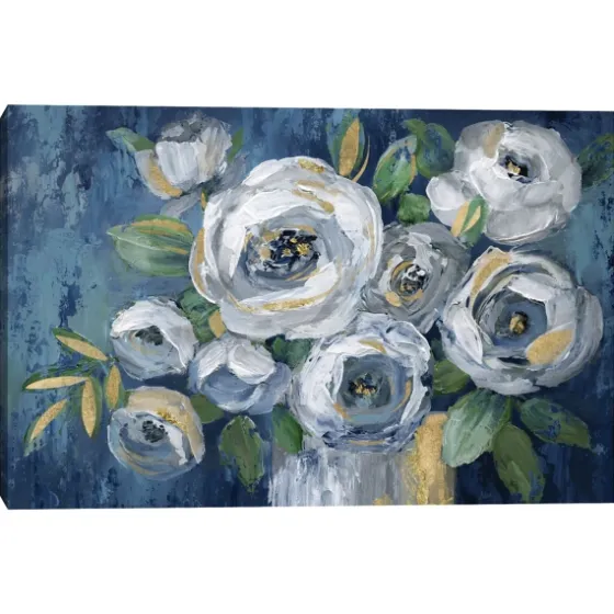Indigo Touch Of Gold Canvas Art Print, 36X24 In.-Kirkland's Home Fashion