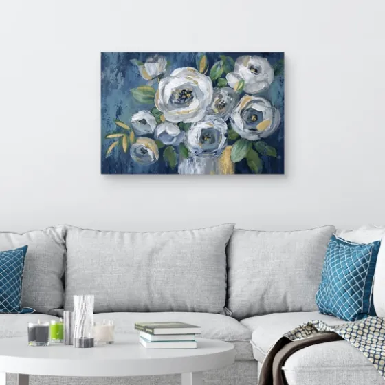 Indigo Touch Of Gold Canvas Art Print, 36X24 In.-Kirkland's Home Fashion