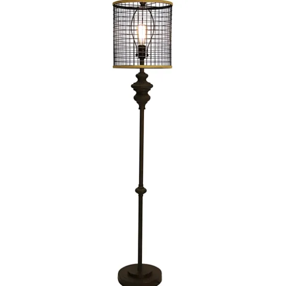 Industrial Edison Bulb Metal Mesh Shade Floor Lamp-Kirkland's Home Best