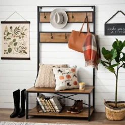 Industrial Metal And Barnwood Hall Tree-Kirkland's Home Flash Sale