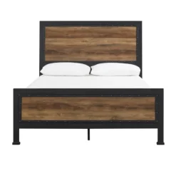 Industrial Rustic Oak Queen Bed With Metal Frame-Kirkland's Home Online
