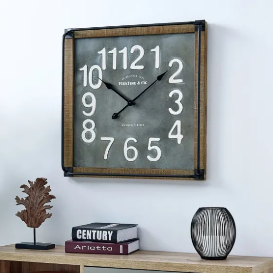 Industrial Square Liam Clock-Kirkland's Home Hot