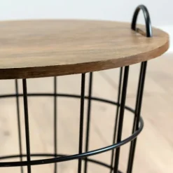 Industrial Wire And Wood Basket Side Table-Kirkland's Home Cheap