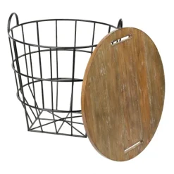 Industrial Wire And Wood Basket Side Table-Kirkland's Home Cheap