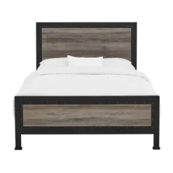 Industrial Wood Queen Bed With Metal Frame-Kirkland's Home Clearance