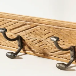 Intricate Carved Diamond Wood Wall Hooks-Kirkland's Home Shop