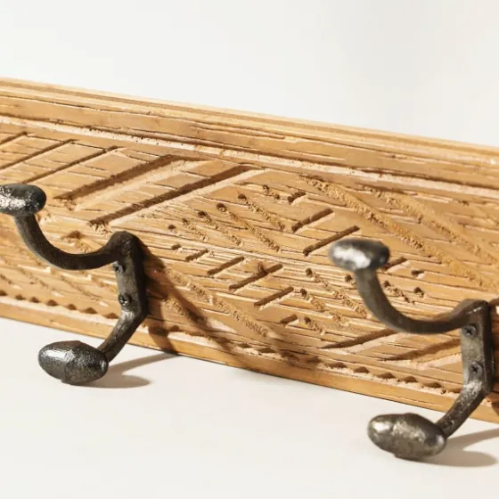 Intricate Carved Diamond Wood Wall Hooks-Kirkland's Home Shop