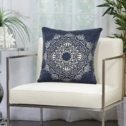 Intricate Medallion Navy And Cream Pillow-Kirkland's Home New