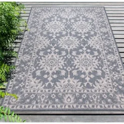 Irene Blue Daffodil Outdoor Area Rug, 7X9-Kirkland's Home Cheap